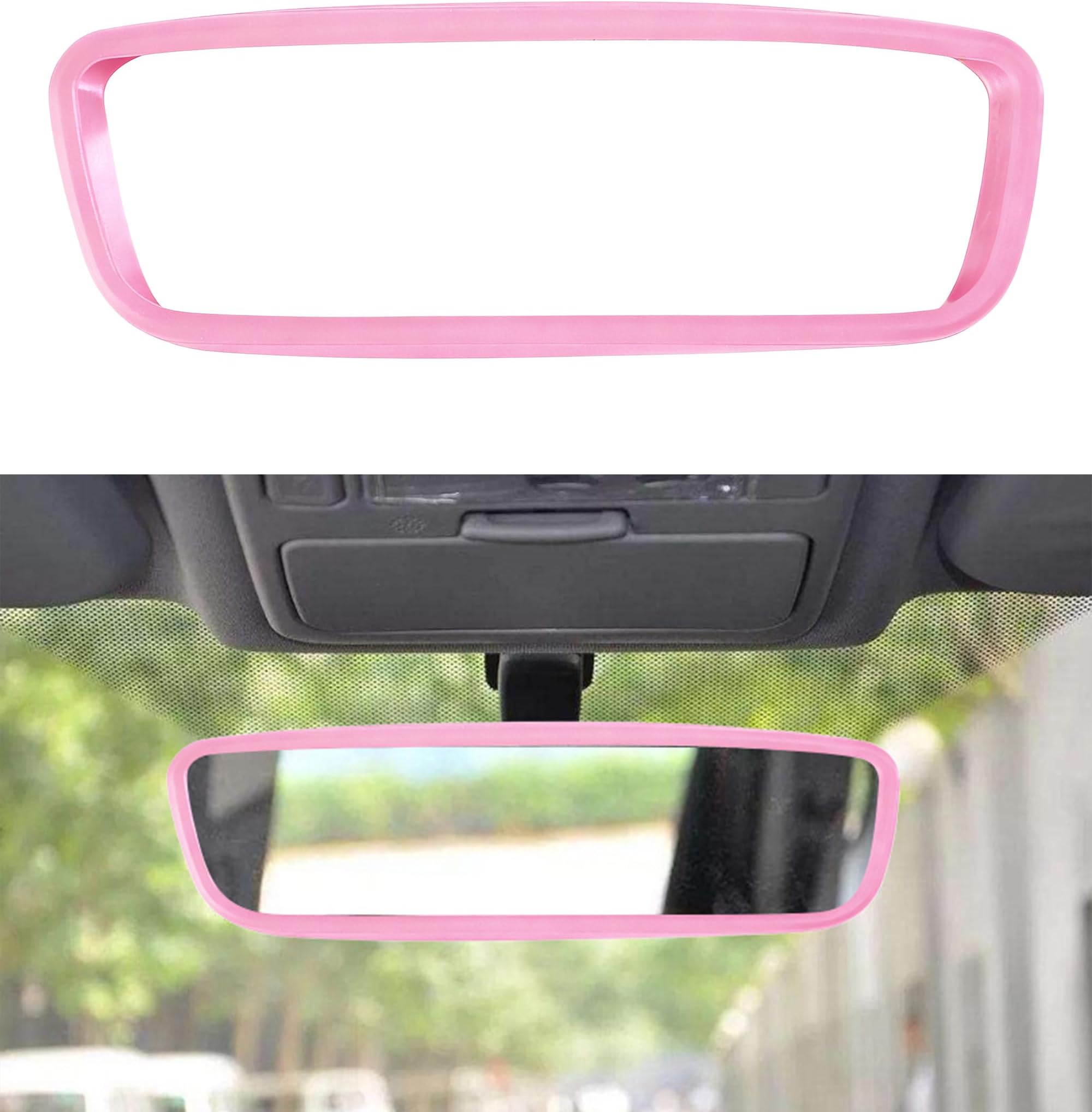 Car Rear View Mirror Protector Frame,Car Accessories,Rearview Mirror Accessories,Silicone Automotive Interior Rear View Trim Frame Decoration,Applicable to specific car models (Pink)