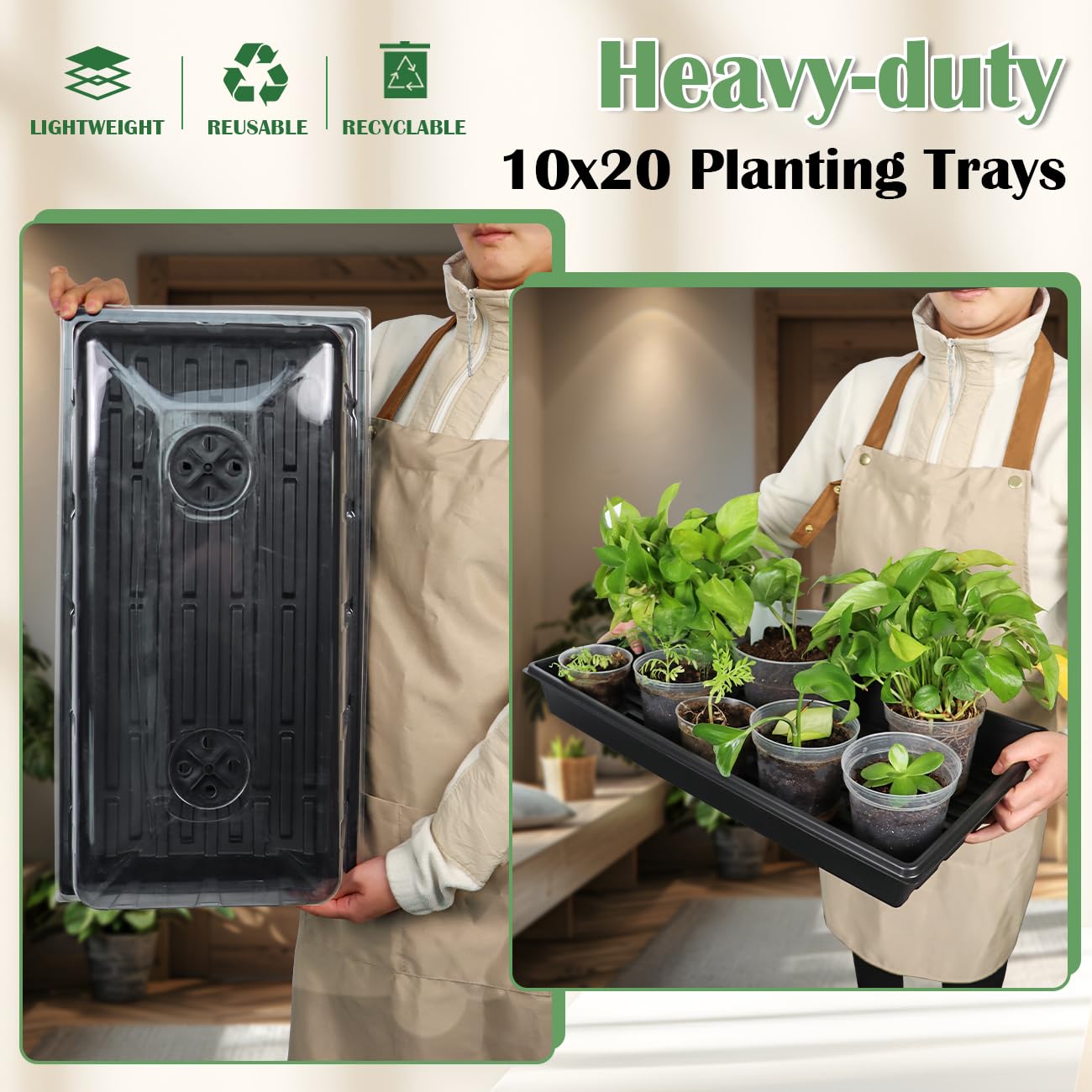 1020 Pflanzschale mit hoher 18,5 cm Kuppel, 5er-Pack, extra große Samen-Starterschale mit Feuchtigkeitskuppeln, robuste 1020 Tabletts und Wohnungen mit Deckel, Samenkeimung, Mini-Gewächshaus, kein