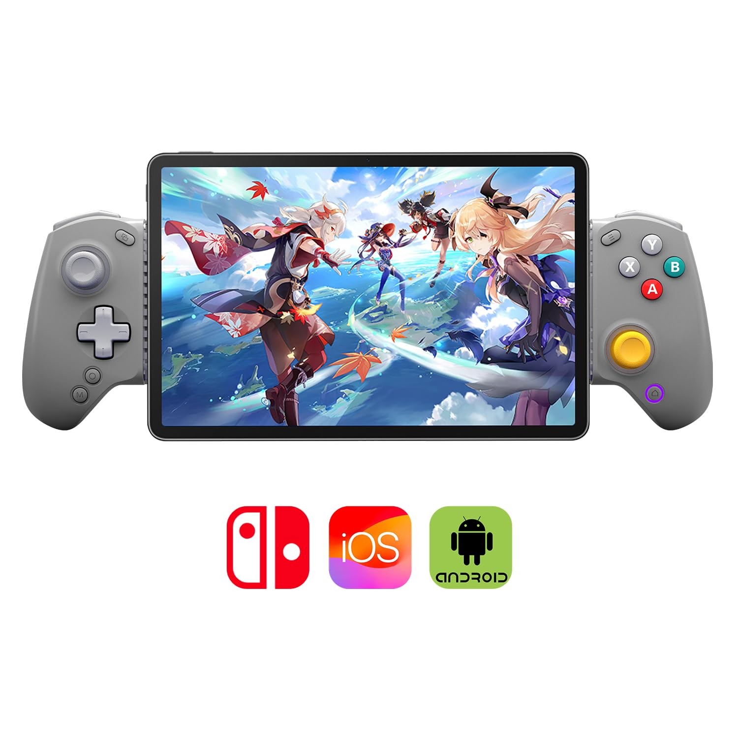 abxylute S8 Bluetooth Mobile Gaming Controller for Switch 1&2, iPhone15/16/17, iPad Android Phones Tablets, Portable Wireless Gamepad with Hall Joystick, Hall Trigger, Customizable buttons＆Key Mapping (black) (black)