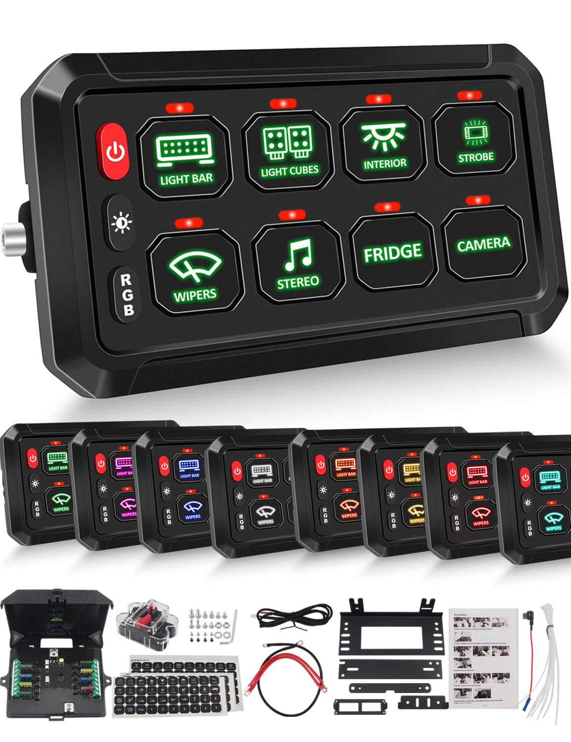 Buy Chelhead Switch Panel RGB Backlighting 8 Gang with Dimmable Strobe