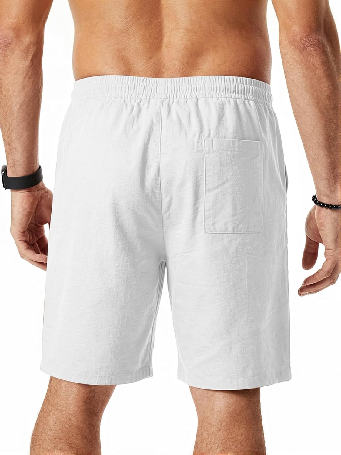 Riskrole Men's Linen Shorts Casual Elastic Waist Drawstring Lightweight Shorts with Pockets Summer Vacation Beach