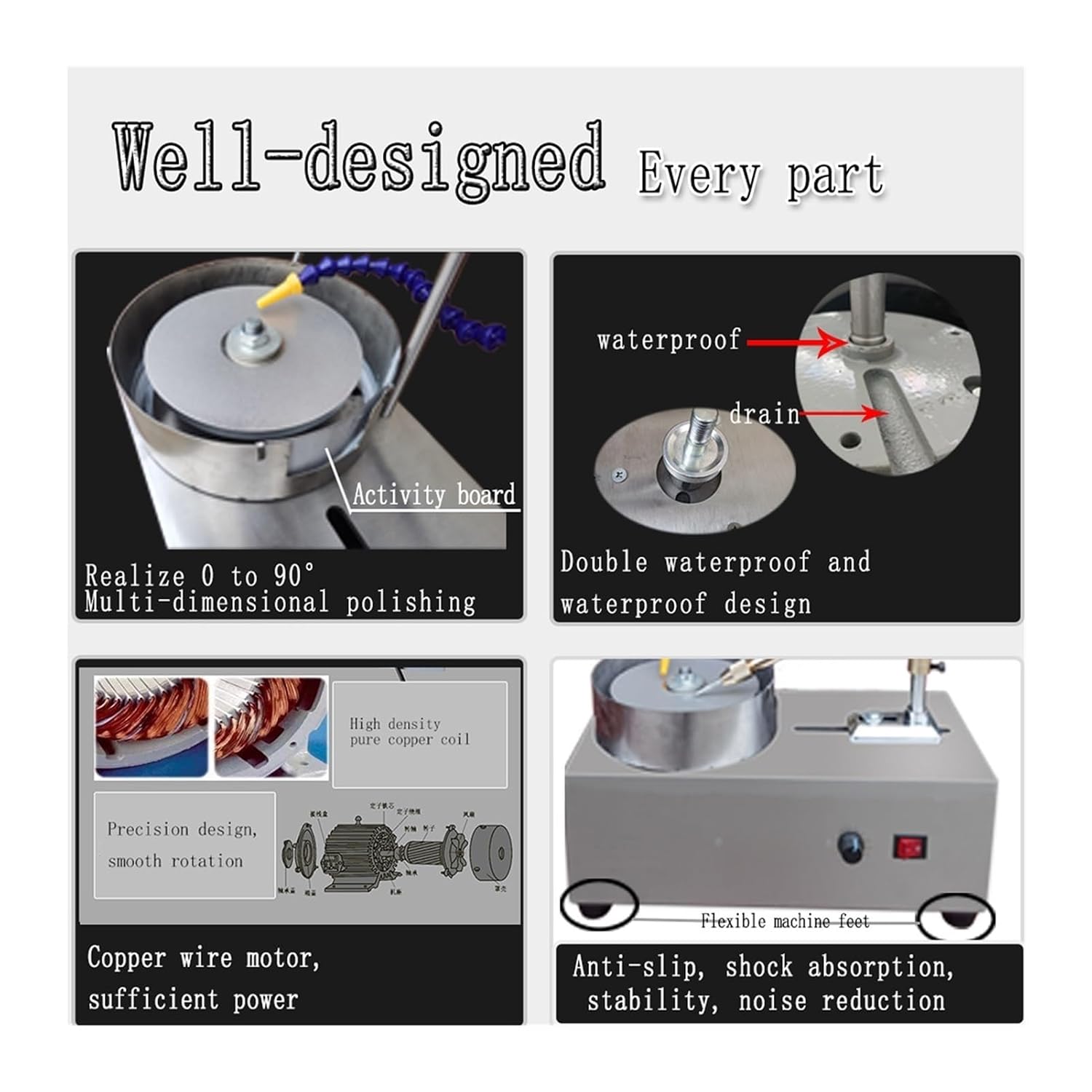 Jewelry Polisher, Jewelry Buffing Machine Gem Machine Jewelry and Jade Processing Grinder Stamp Polishing and Grinding Machine DC 24V Speed Regulation