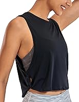 CRZ YOGA Pima Cotton Tank Top for Women - Loose Crop Sleeveless Workout Shirt with Large Armholes for Yoga Running Gym