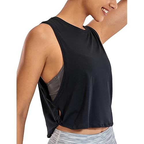 CRZ YOGA Pima Cotton Large Armhole Tank Tops for Women - Workout Sport Athletic Yoga Running Gym Loose Crop Sleeveless Shirts
