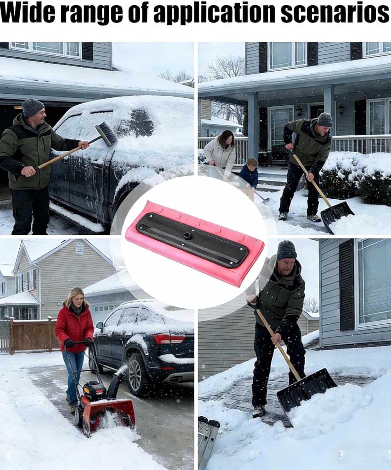 Snow Roof Rake, S-Shape Extra-Wide 15.7-Inch Scratch-Free Foam Broom Scraper, Foam Head Roof Snow Rake, Lightweight No-Scratch Snow Brush Snow Pusher for Vehicles, Roofs & Gutters - No Ice Dams (2pc)