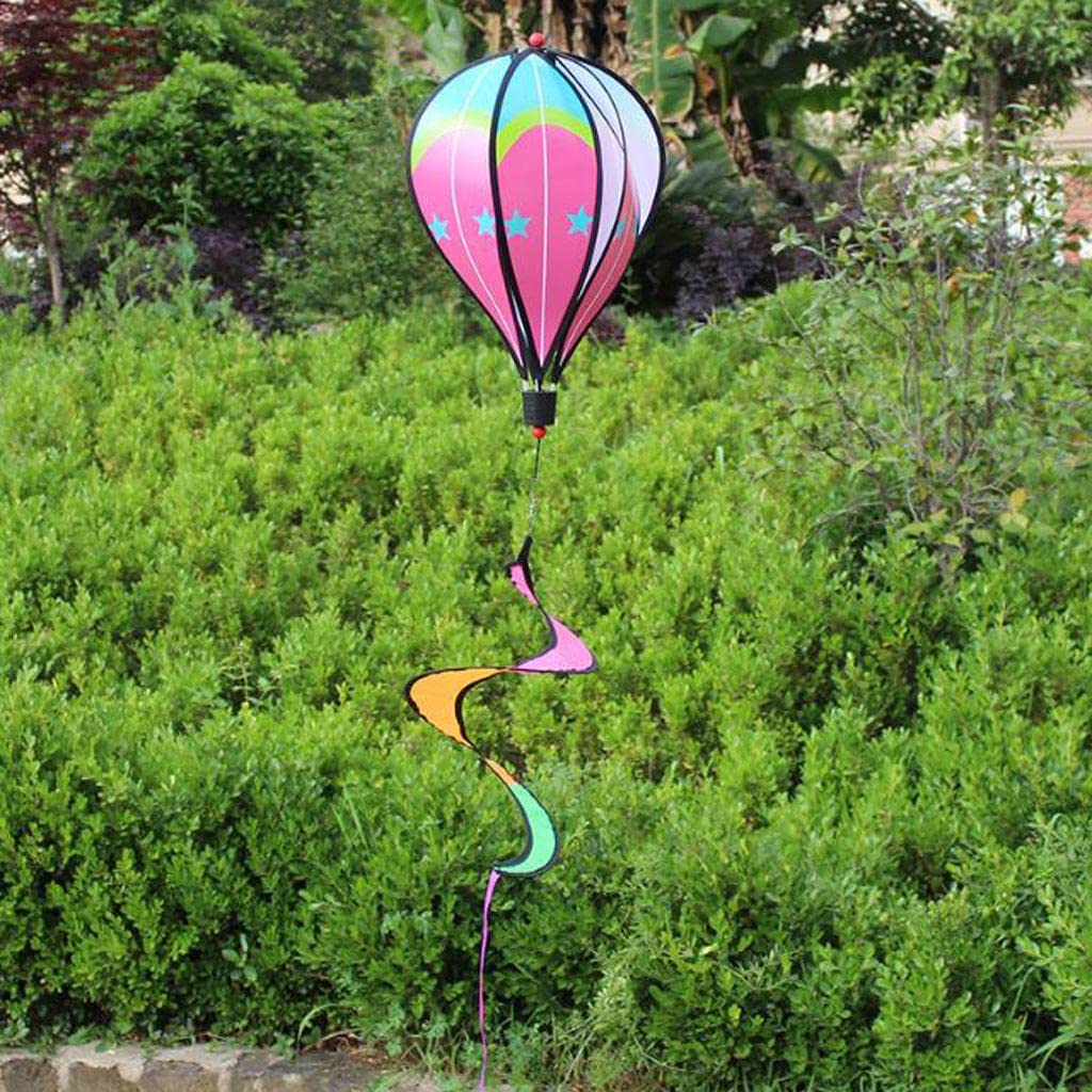 MYADDICTION Hot Air Balloon Wind Spinner Stripe Garden Yard Outdoor Decor Star-image-9