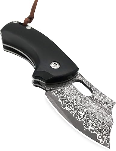 Miniatura 4 de ALBATROSS EDC Navaja de bolsillo plegable de Damasco, hoja de acero de Damasco, mango de maderaresina, regaloscolecciones