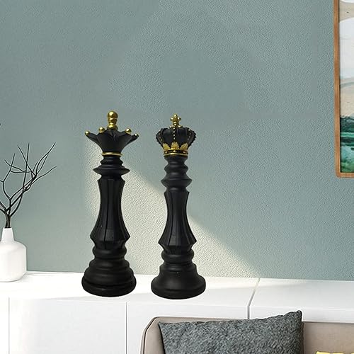 Miniatura 2 de KLKCMS Juego de 2 esculturas de ajedrez internacionales, estatua de ajedrez, arte de escritorio