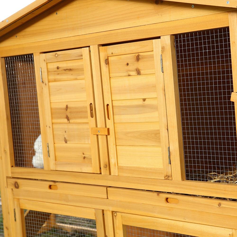 Melko® - Conigliera XXL per piccolo animale domestico con recinto, ca.215 x 73 x 100 cm, in legno, incl.2 rampe + 2 cassetti