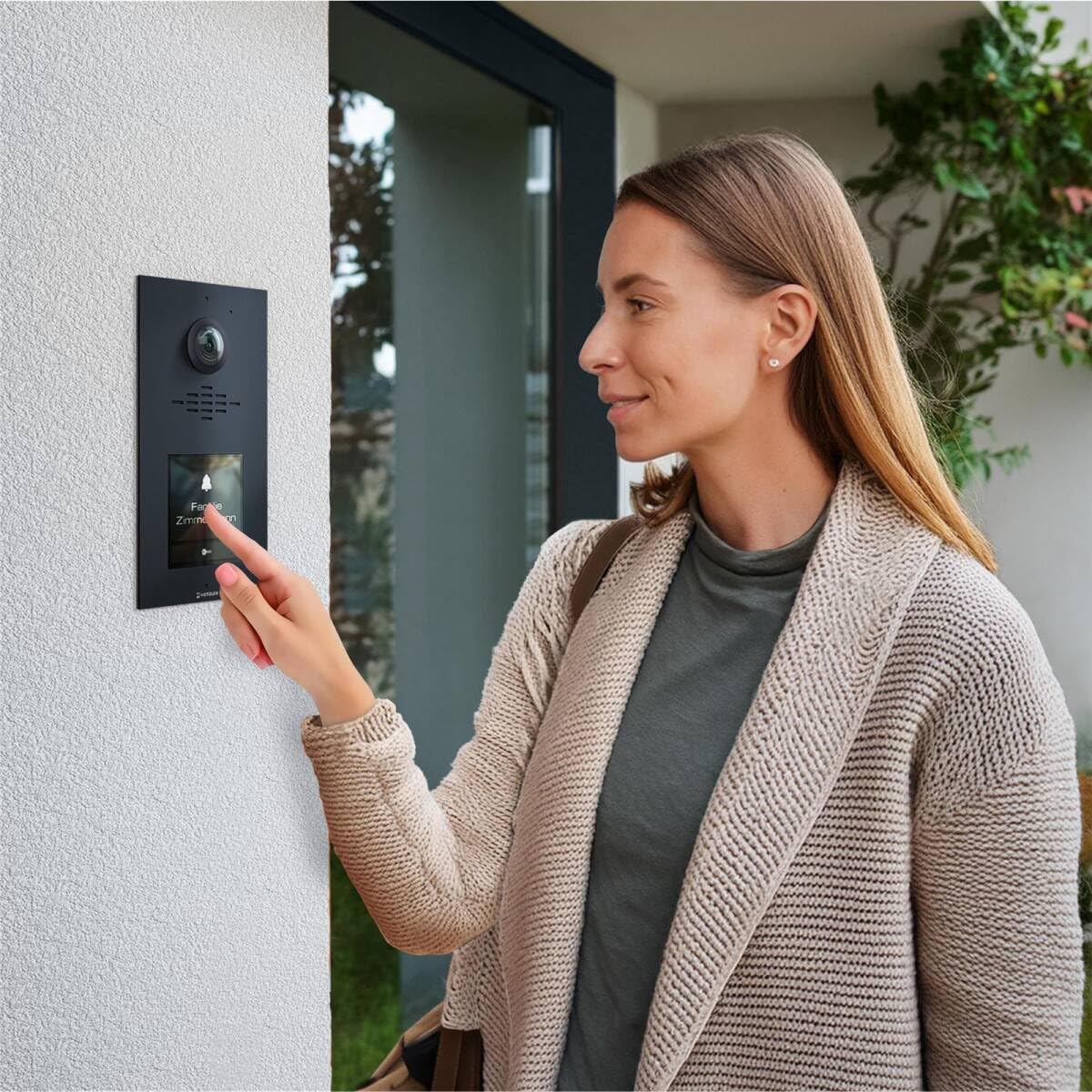 Metzler Video Sprechanlage für 1-500 Parteien Komplett Set - Anschluss 2-Draht - Türsprechanlage mit IPS Touchscreen-Display und 1x Innenstation Kit, Anthrazit aus V2A Edelstahl | VDM10 2.0 Horizon