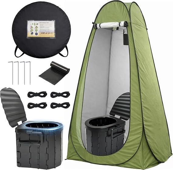 campmemory 防災トイレセット 簡易トイレ 携帯トイレ 12回分 非常用トイレ 防災テント付き ポータブルトイレ 凝固剤12袋 処理袋12枚 折りたたみトイレ 耐荷重150kg プライバシーテント 災害用トイレ 防災グッズ 地震対策 断水対策 車中泊 キャンプ 日本語説明書付