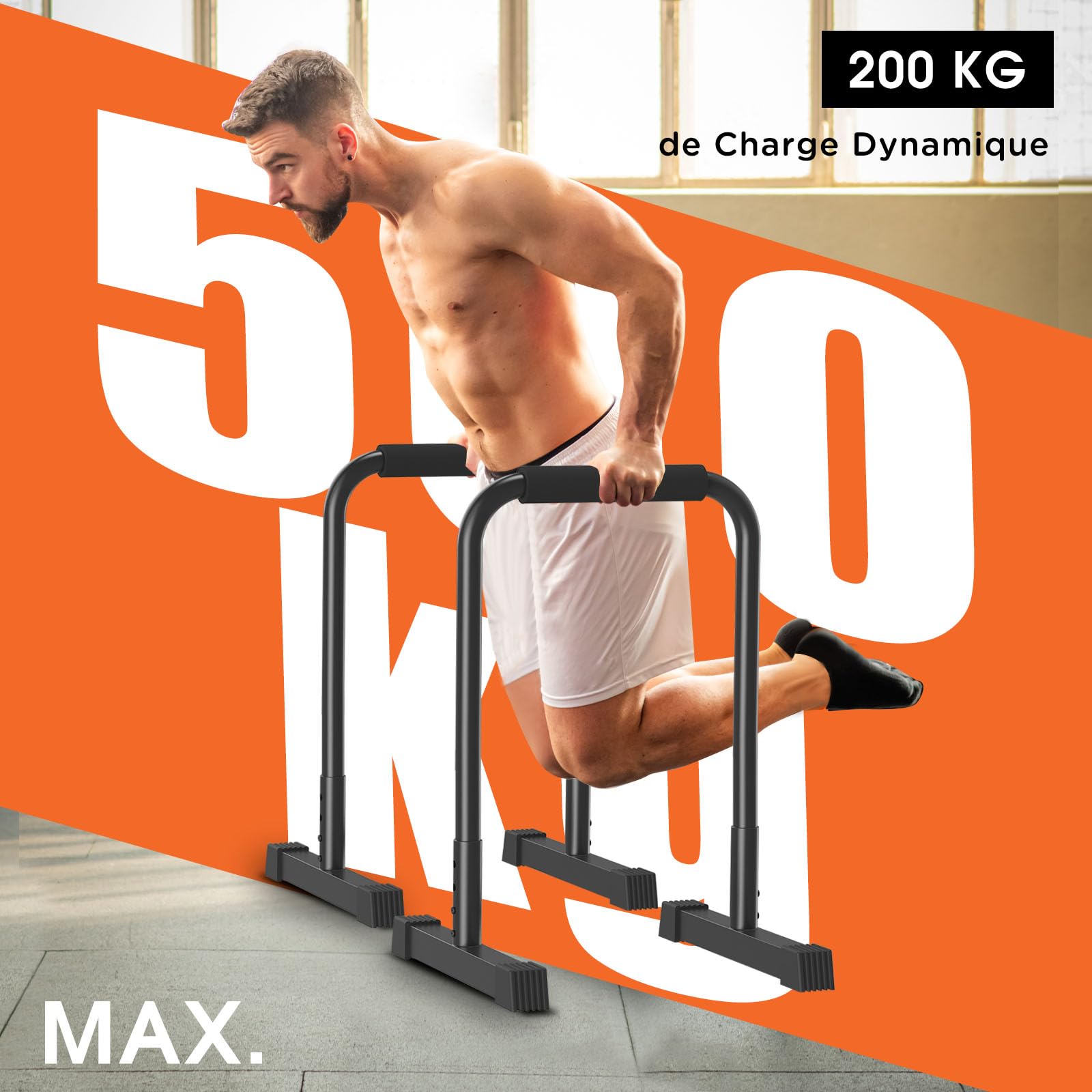 DH FitLife Barres de Dips | Station de Musculation Réglable 80-90 cm | Parallettes pour Calisthenics et Entraînement de Force | Équipement de Fitness pour Intérieur et Extérieur