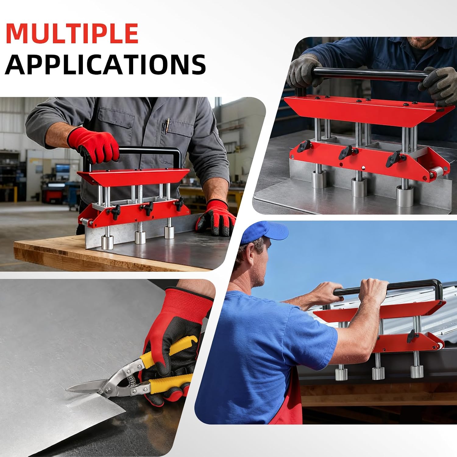 3-Station Edge Roller Bender, 0-90° Adjustable Sheet Metal Bender Tool, Fits 29-22 Gauge Steel, Makes 5/8" to 4" (16-102mm) Bends, Sheet Metal Roller for Metal Roofing Panels, DIY, Home Projects