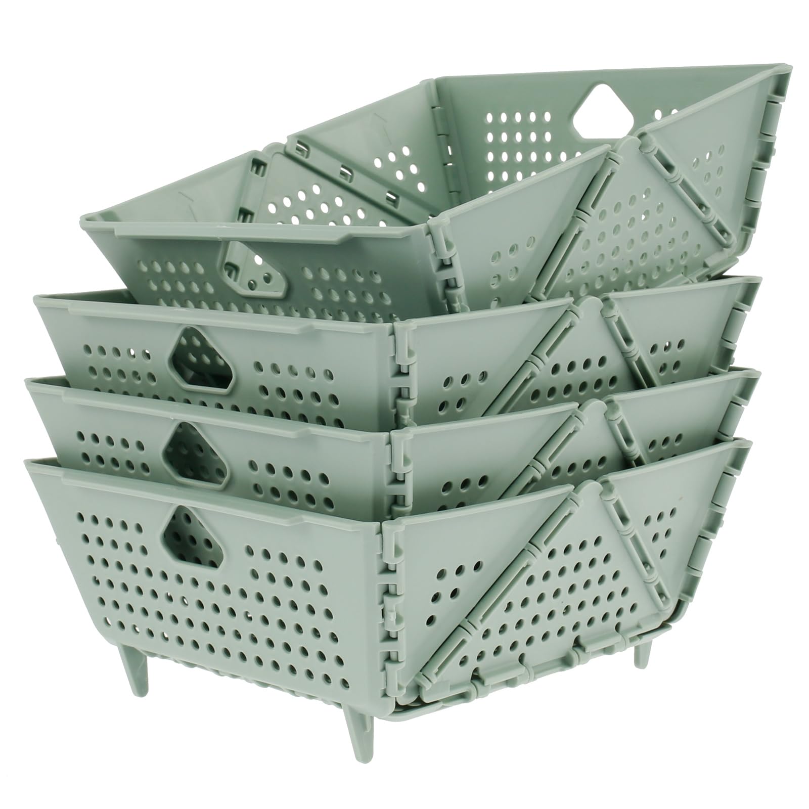 Sutowe 4pcs Collapsible Colanders Set, Space Saving Colanders & Food Strainers Foldable Filter Drain Baskets, Green Kitchen Strainer Washing up Drainage Bowl for Pasta Fruits Vegetable(Green)