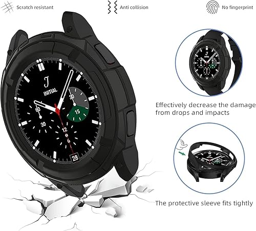 Miniatura 3 de Funda compatible con Samsung Galaxy Watch 6 Classic de 1.73 pulgadas y 1.77 pulgadas, carcasa de borde completo con anillo de bisel protector para