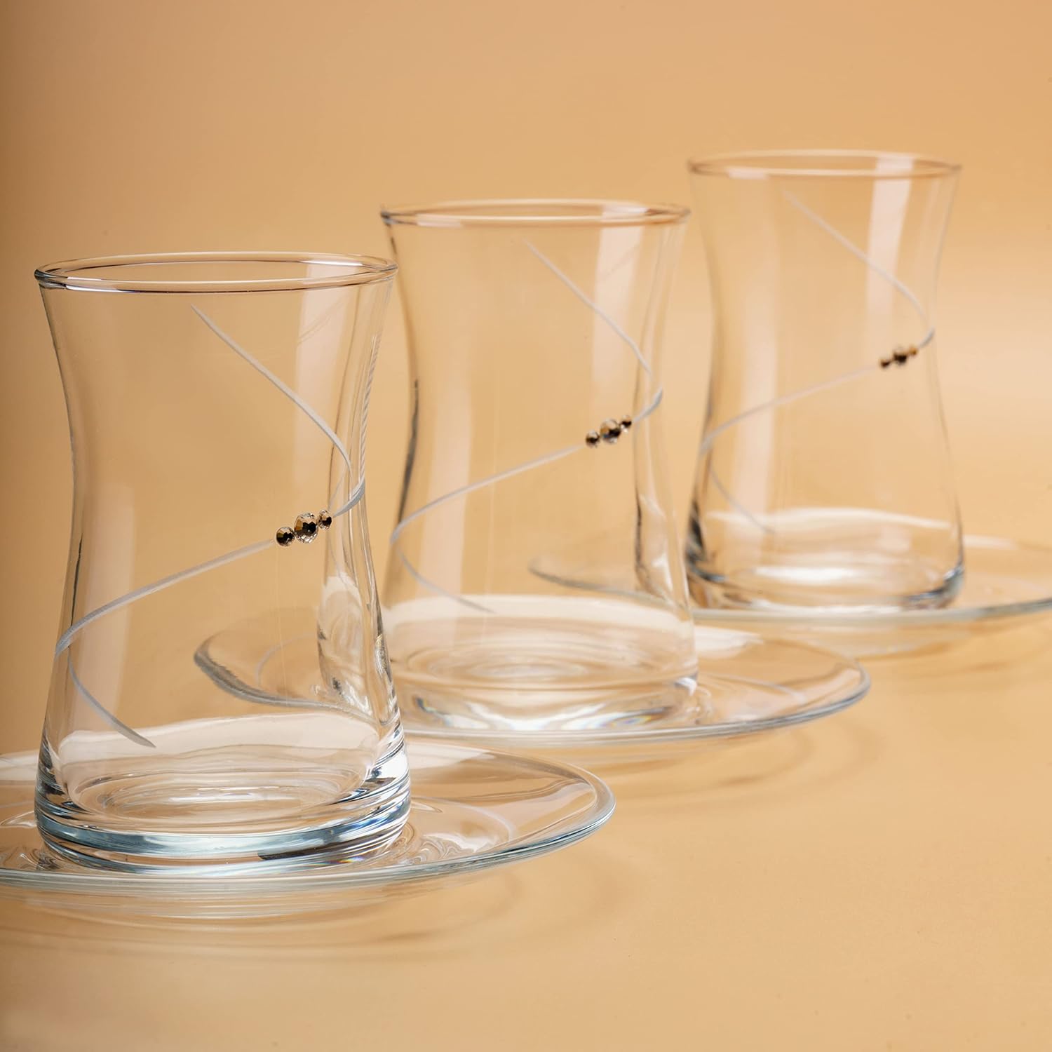 Decostyle Premium,Turkish Tea set Paşabahçe,Tea Set glass Tea Cups and Saucers, Set of 12, Perfect for Tea Party, Gift, Housewarming, Wedding, Anniversary Set (Set of 6), 12 Pieces