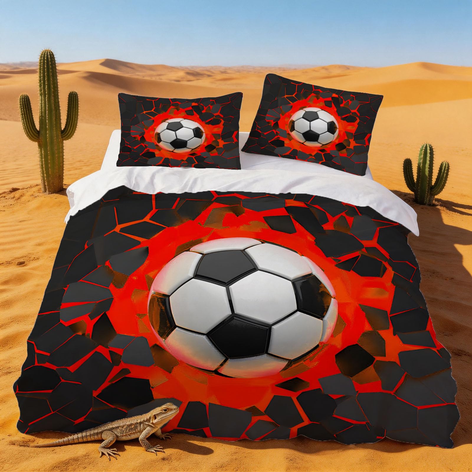Housse de Couette 240 x 260 Football Douce en Microfibre Respirante Facile d'Entretien