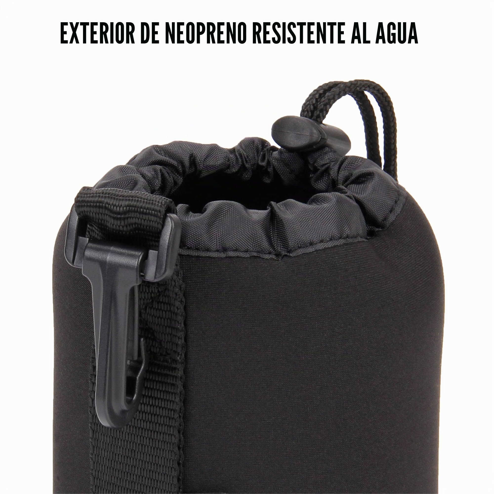 USA Gear FlexARMOR Pack de 3 Fundas para Objetivos De Neopreno - Funda Pequeñas, Mediana Y Grande. para Lentes De hasta 70-300 Mm con Abertura con Cordón, Clip Adjunto Y Trabilla Reforzada - Negro