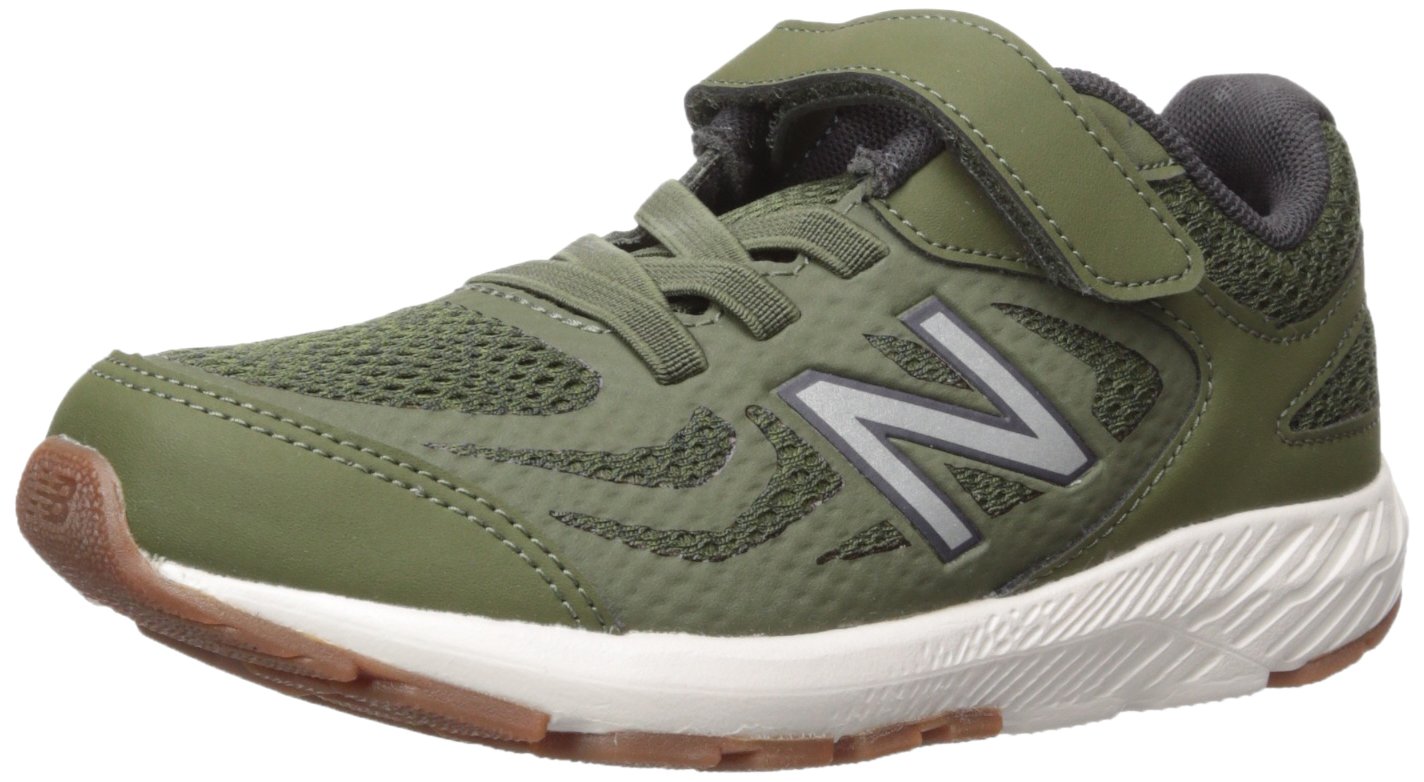 New Balance Kid's 519 V1 Alternative Closure Running Shoe, Dark Covert Green/Phantom, 1.5 W US Little Kid (4-8 Years)