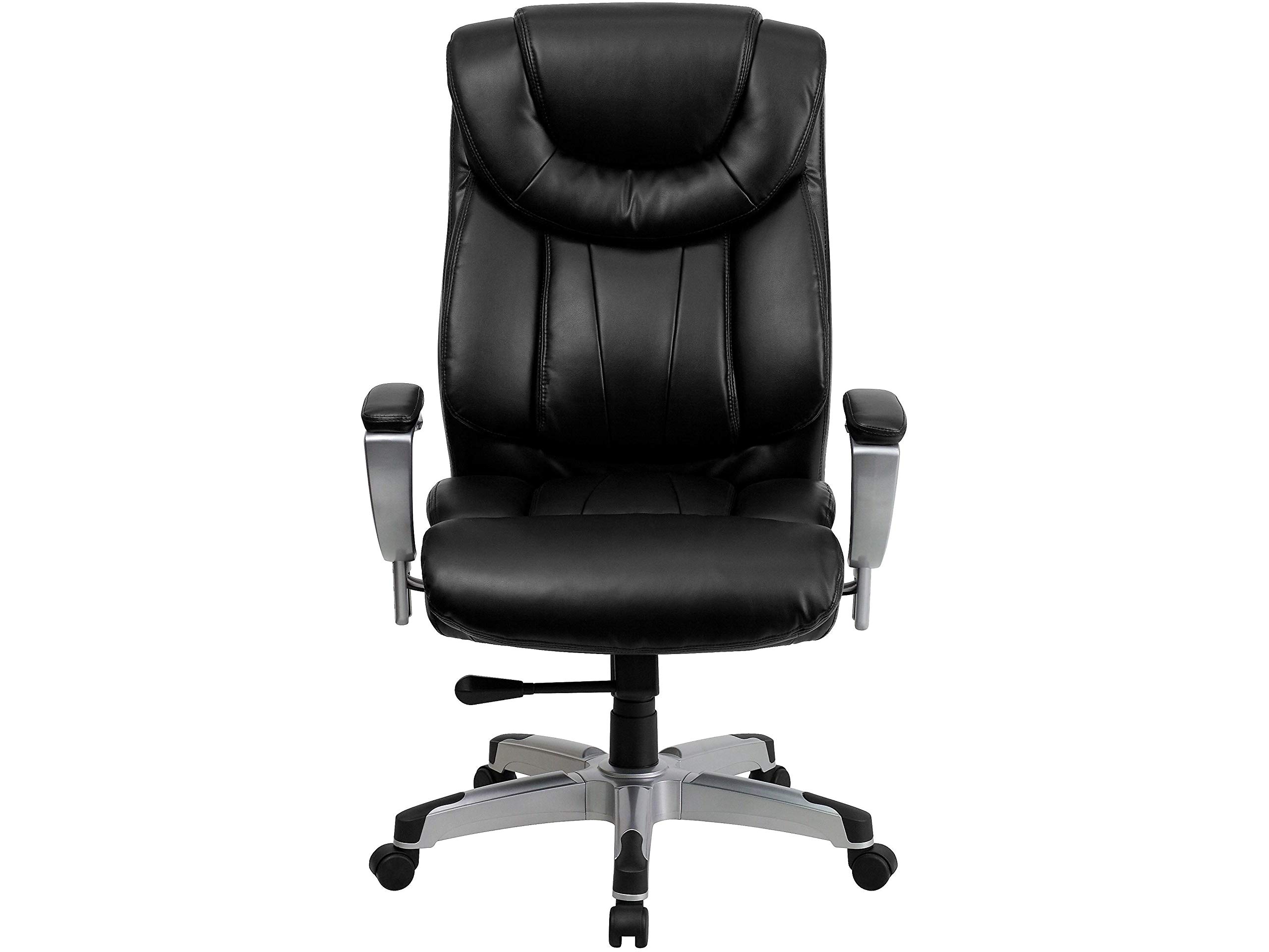 Flash Furniture HERCULES Series Big & Tall 400 lb. Rated Black LeatherSoft Executive Ergonomic Office Chair with Silver Adjustable Arms