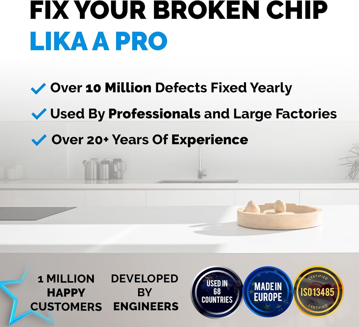 Quartz Countertop Repair Kit DIY (Clear, White Acrylic & Dark White Color) - Fix Your Defect Like a Pro I Suitable for Most Repairs I Fix Broken Chips in Minutes - Image 4