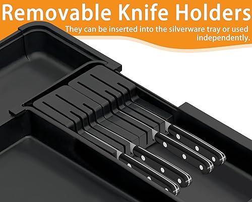 Miniatura 4 de Organizador grande de cajones de utensilios para cocina, organizador de cubiertos expandible, soporte para utensilios, bandeja de cocina y