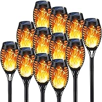 KYEKIO 12 Pack Solar Flickering Flame Torch Lights - Waterproof Outdoor Pathway Garden Lights for Yard Patio Decor