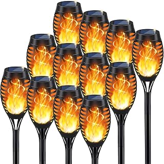 KYEKIO 12 Pack Solar Flickering Flame Torch Lights - Waterproof Outdoor Pathway Garden Lights for Yard Patio Decor