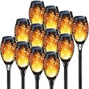 KYEKIO Solar Torch Light with Flickering Flame, 12Pack Solar Lights Outdoor, Solar Garden Lights Outdoor Waterproof, Luces Solares para Exteriores, Outside Lighting for Pathway Yard Patio Decorations