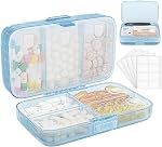 FYY Organisateur hebdomadaire de pilules avec étiquettes,8 Compartiments Travel Daily Pill Case Étanche à l'humidité Grande boîte à pilules pour tenir les vitamines, l'huile de poisson, suppléments, swab de coton et bandages rose