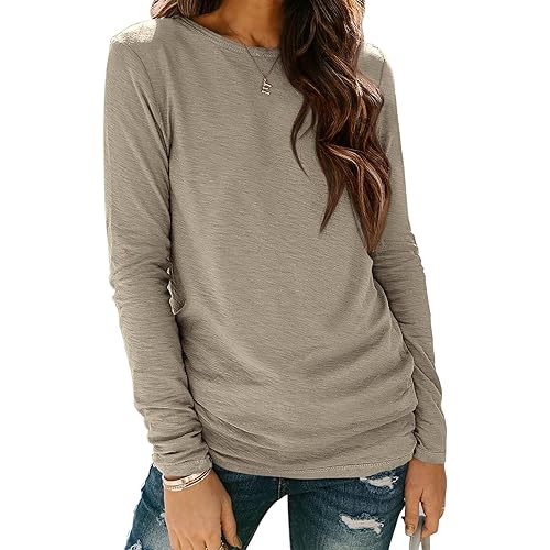 ATHMILE Womens Long Sleeve Shirts Basic Tee Fall Trendy Spring Top Business Casual Beach Vacation Workout 2026 Fashion