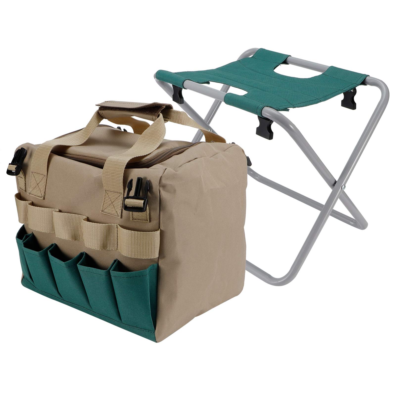 Alomejor Sgabello da Giardino Pieghevole Portatile con Custodia per Campeggio All'aperto, Sgabello Pieghevole per Attrezzi da Giardino, Potatura, Trapianto, da in Tessuto Oxford 600D per