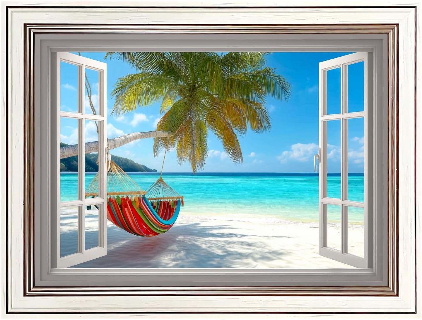Licpach Large Framed Wall Art Surreal Seaside Dream Poster Canvas Print Modern Aesthetics Painting Coastal Ocean Picture Whimsical Wall Decor for Living Room Bedroom Office Home 24x36inch White Frame