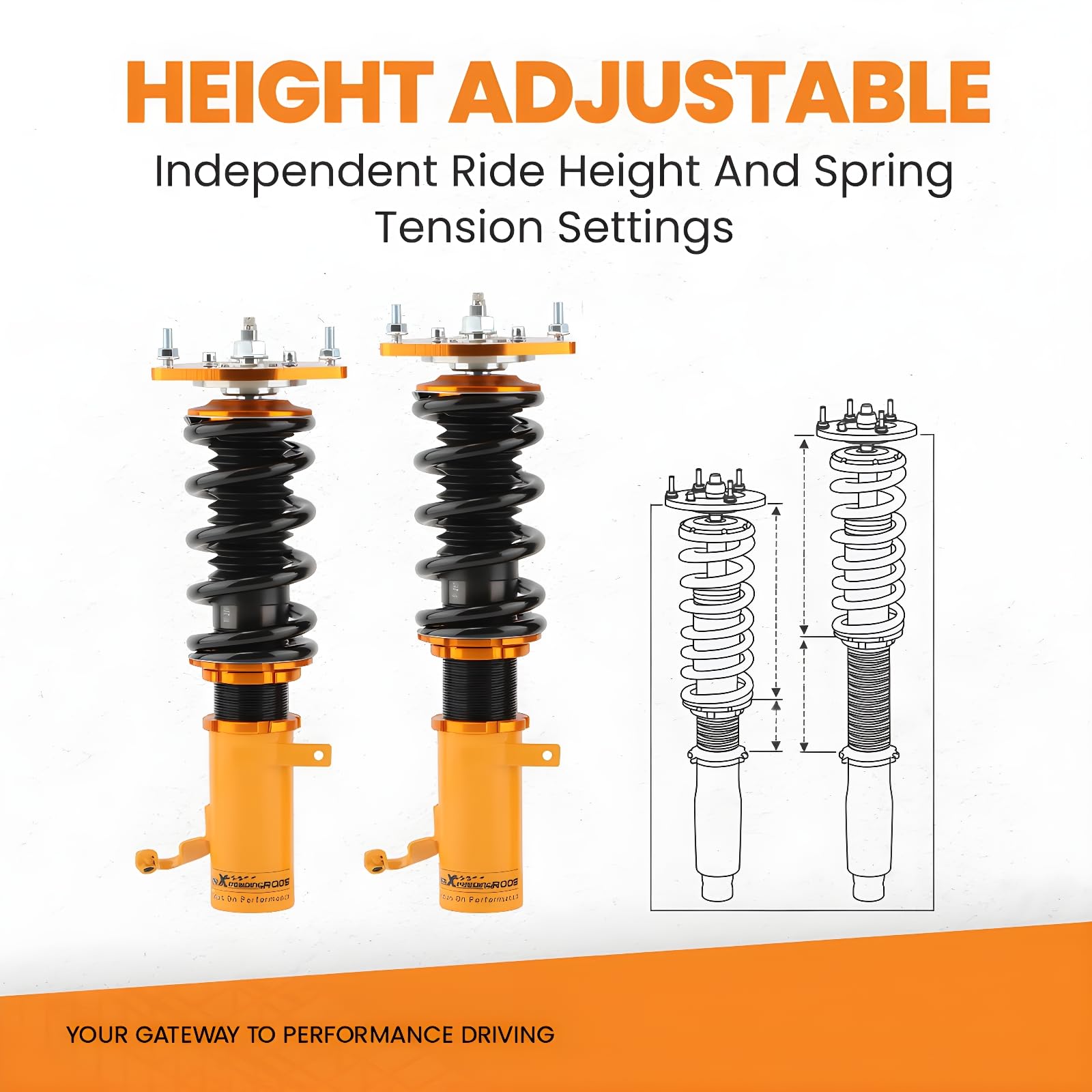 maXpeedingrods 24 amortiguadores ajustables suspensión roscada para Toyota Corolla E90 E100 E110 87-02 Altura ajustable