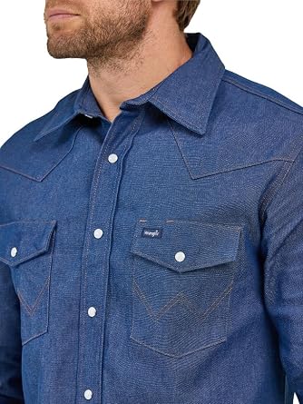 Wrangler Men's Authentic Cowboy Cut Work Western Long-Sleeve Firm Finish Shirt