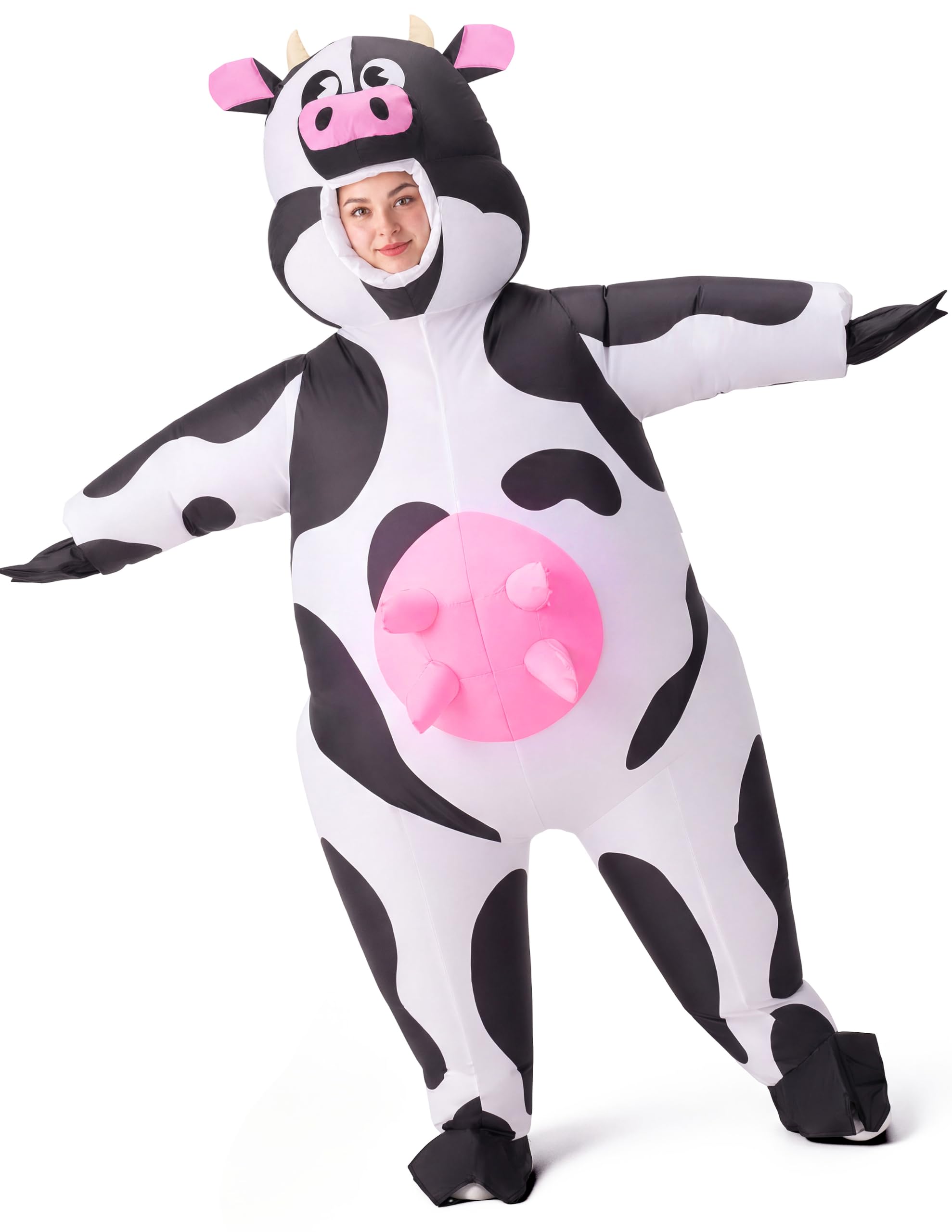 Spooktacular Creations Inflatable Cow Costume, Blow up Cow Costume for Adults, Cow Inflatable Suit for Halloween Parties X-Large(67-75" / 170-190cm)