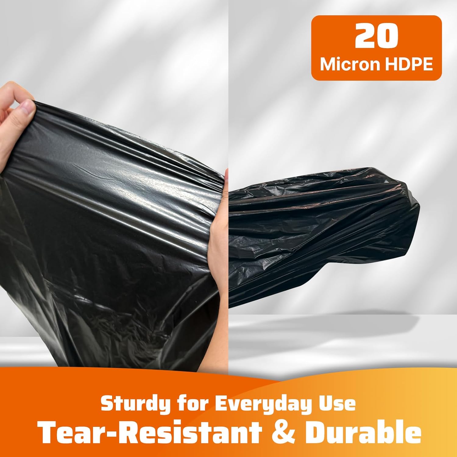 55-60 Gallon Trash Bags 80 Count, 20 Micron HDPE, Durable & Tear-Resistant Trash Can Liners, Large Black Garbage Bags for Household waste, kitchen waste, yard trash & packing leaves