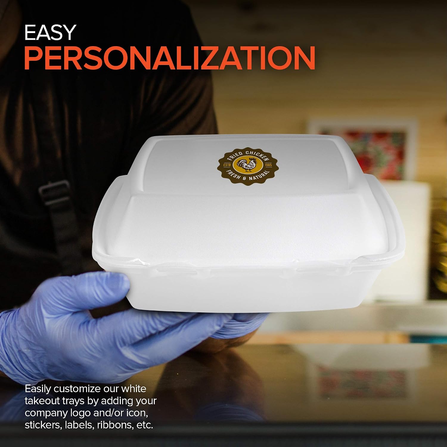 Stock Your Home 8x8 Clamshell Take Out Boxes (25 Pack) Medium 3-Compartment Foam Food Containers Disposable Lunch Container, Restaurant Togo Trays with Hinged Lids for Takeout, Carryout, and Meal-Prep