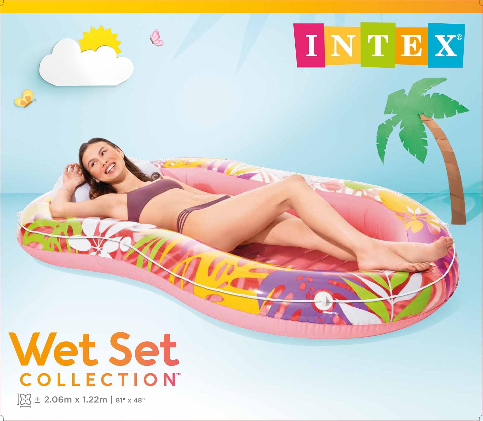 Intex Tropical Oasis 57803EU Liegestühle (aufgeblasen, 196 x 112 x 23 cm, unaufgepumpt 206 x 122 cm)