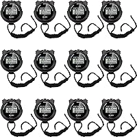 Vista 1 de TOODOO Paquete de 12 cronómetros digitales multifunción, cronómetro deportivo a granel con cordón, pantalla de plástico, impermeable, fecha, hora