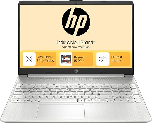 HP 15S AMD Ryzen 5000 (16GB Ram/512GB SSD/Fhd/Windows 11/Ms Office 21/Backlit Keyboard/ 15.6″ (39.6 Cm)/Silver/2.21 Kg) Eq2305Au/Eq2182Au Laptop