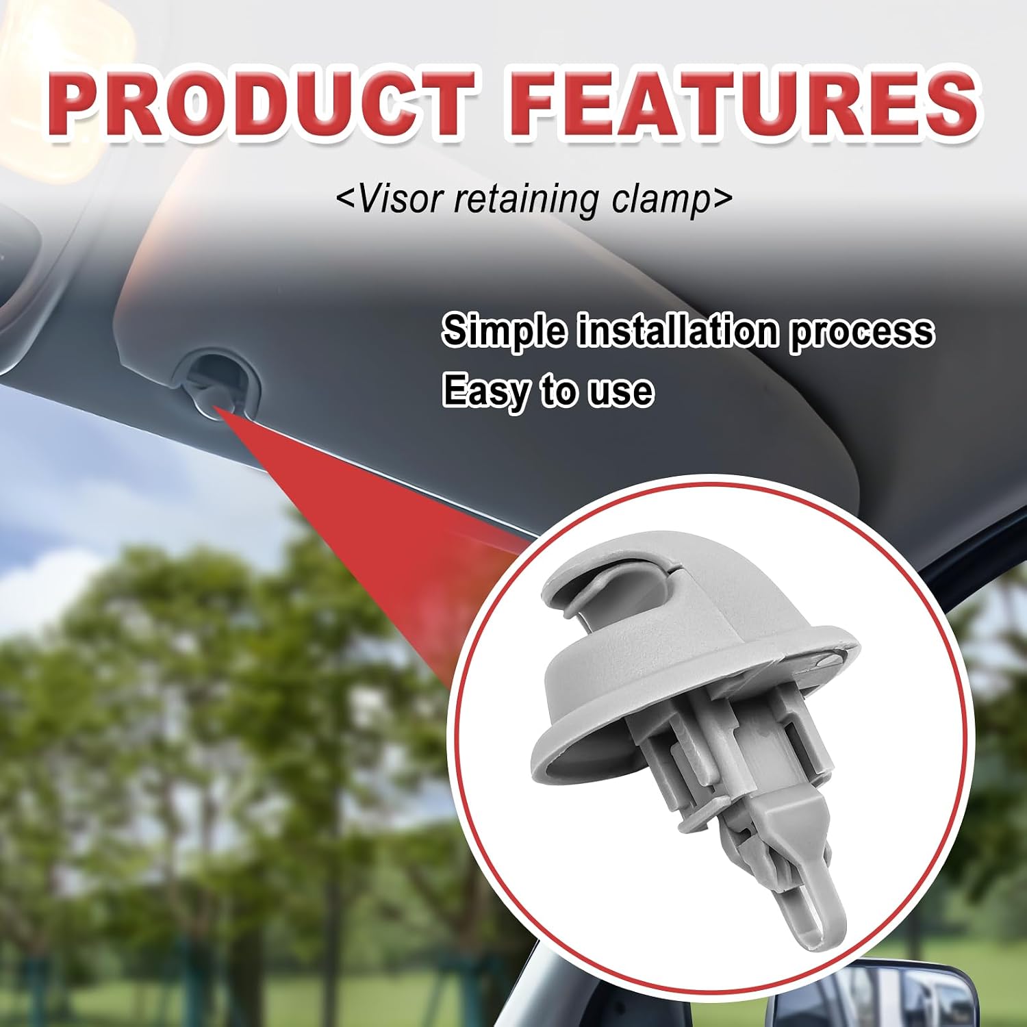 Sun Visor Retainer Clip Compatible with D0dge Ram 1500 2002-2005, Ram 2500/3500 2003-2005, Sun Visor Hook Replace OE Number 1DC48TL2AA (1 Pcs Gray)