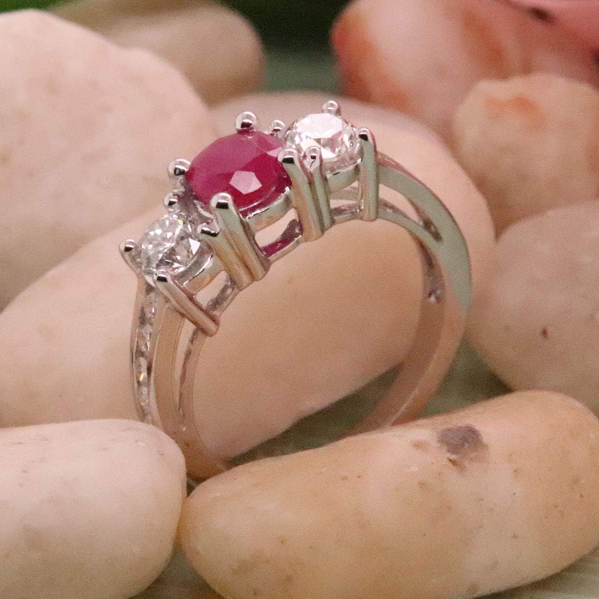 Dazzlingrock Collection 18K Round Ruby and White Diamond Womens Bridal Engagement Ring, Solid White Gold