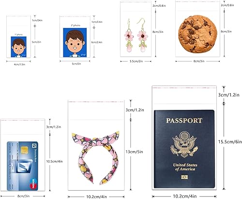 Miniatura 4 de Pequeñas bolsas de plástico autoadhesivas de 1.5 x 2 pulgadas, 200 bolsas de celofán autoadhesivas de 2 mil para aretes, dulces, panadería,