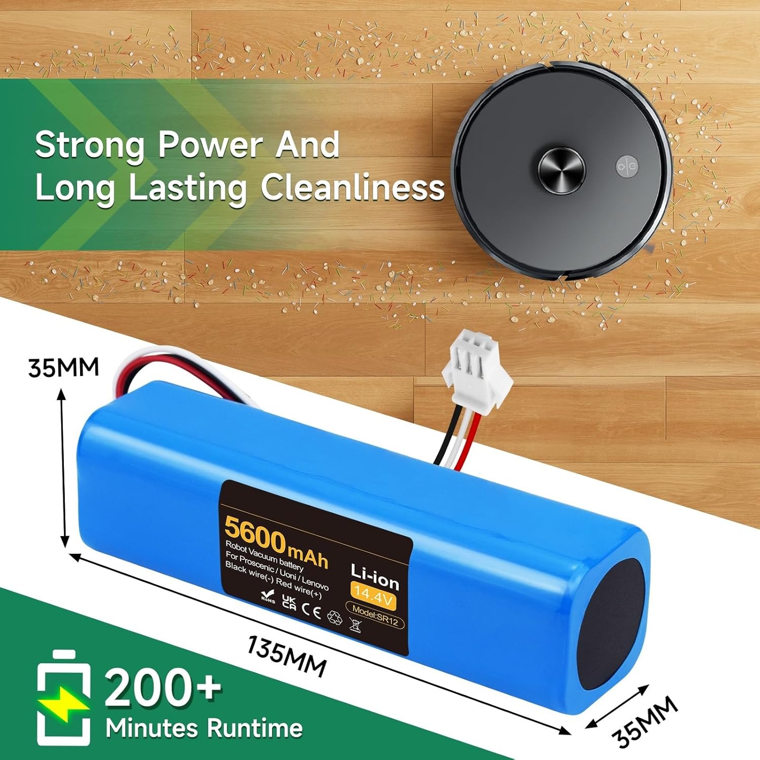 14.4V Li-ion Robot Vacuum Cleaner Battery, Compatible For Haier, TAB-T530S, Compatible For Lenovo, LR1