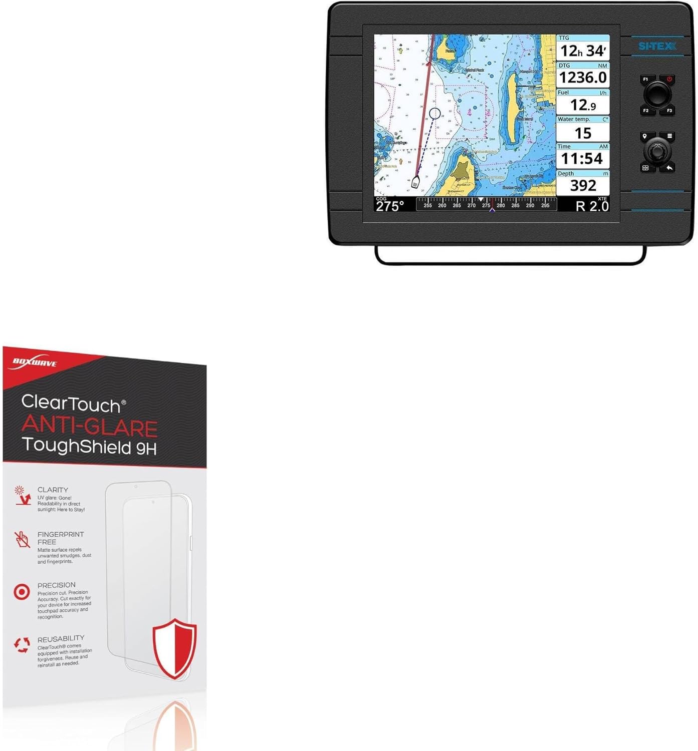 BoxWave Screen Protector Compatible With Si-Tex NavPro 1200F - ClearTouch Anti-Glare ToughShield 9H (2-Pack), Anti-Glare 9H Tough Flexible Film Screen Protector
