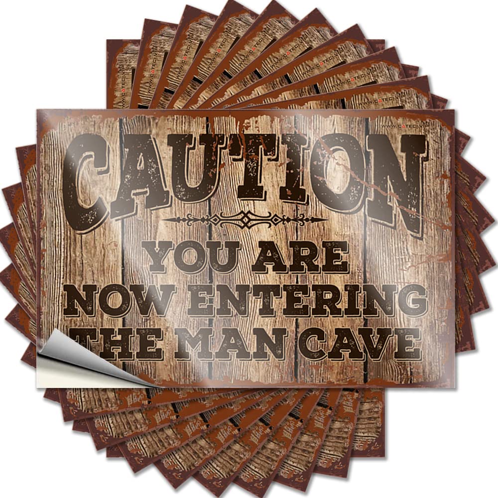 Decals Caution! You are Now Entering The Man Cave Funny Outdoor Durable Vinyl/Wall Decor Cool for Adult - Bar Signs Home(6X9CM-10Pcs)
