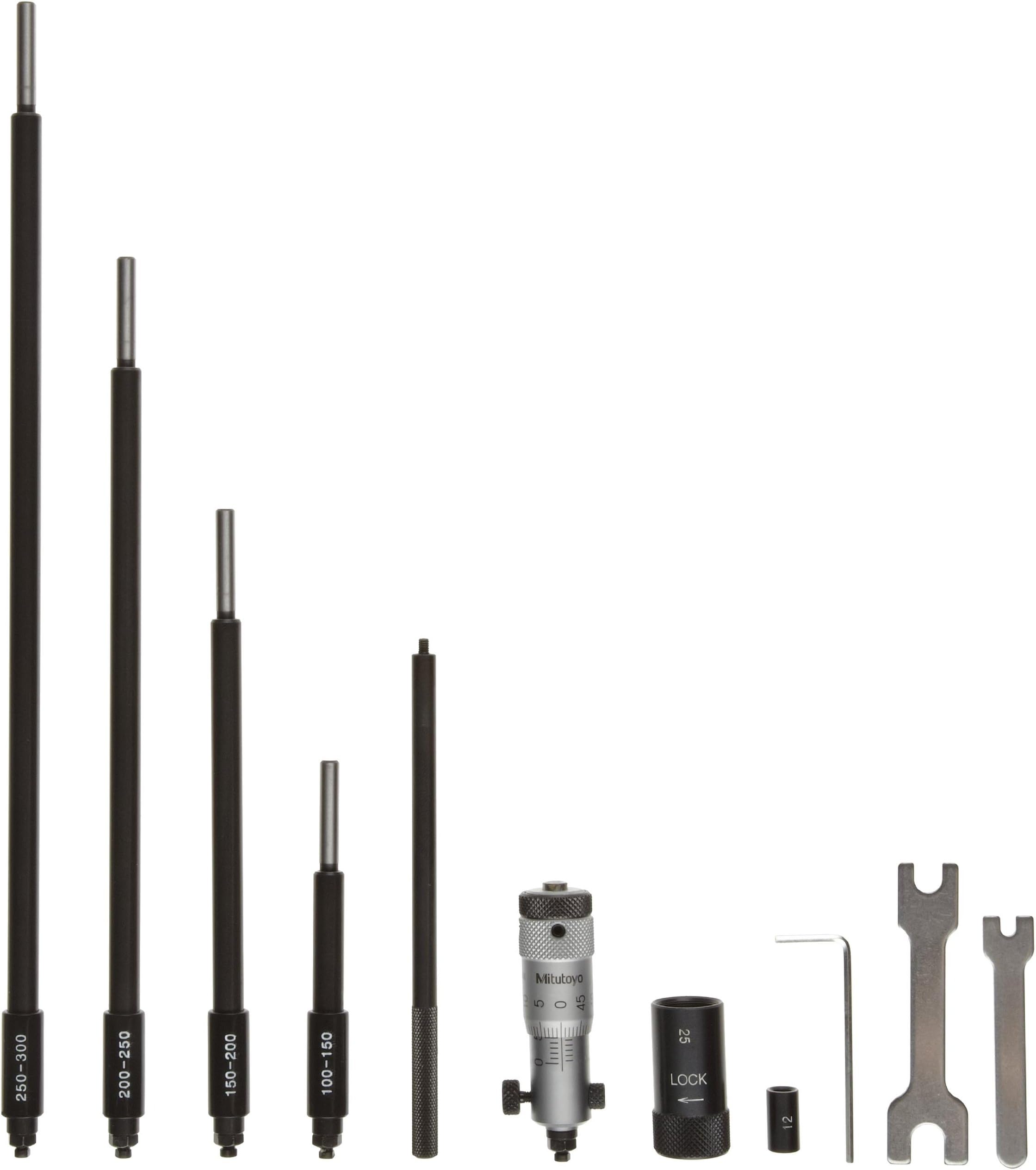 141-001 Vernier Inside Micrometer, Interchangeable Rod Type, 25-32mm Range, 0.01mm Graduation, +/-0.00664mm Accuracy