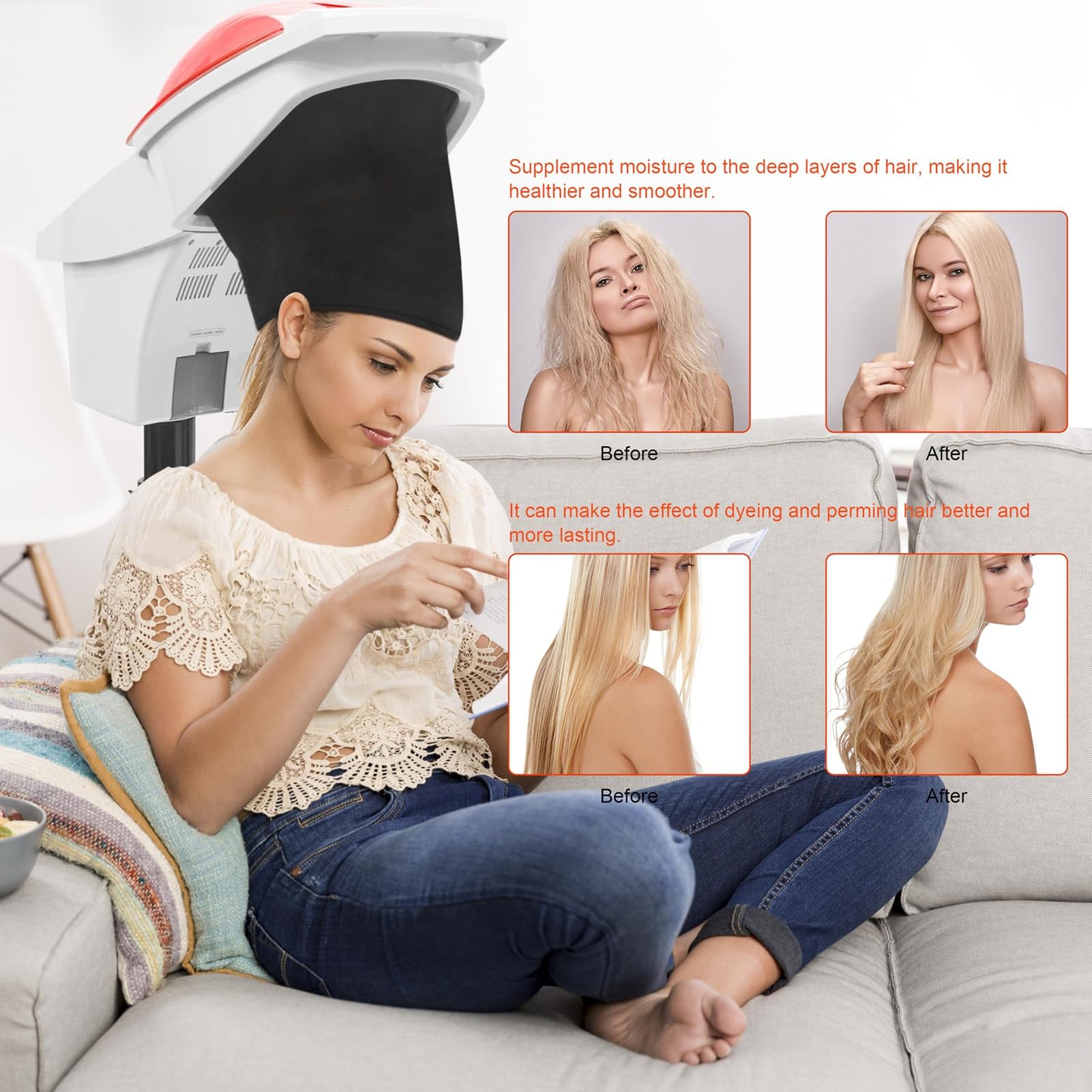 Parownica do włosów Salon Micro Mist Scalp Treatment Dye Perm Professional, 7 Color Hair Steamer do pielęgnacji, głębokie odżywianie, czarne włosy, parownica Micro Mist