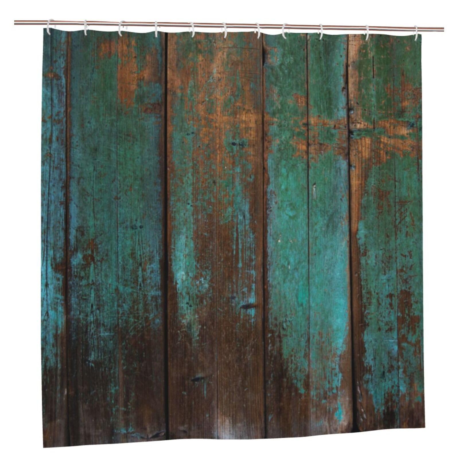 Oudrspo Polyester Fabric Shower Curtain - 70x70 Inch with Metal Grommets, Artistic Privacy Design, Old, Grunge Wood Panels Used As Background